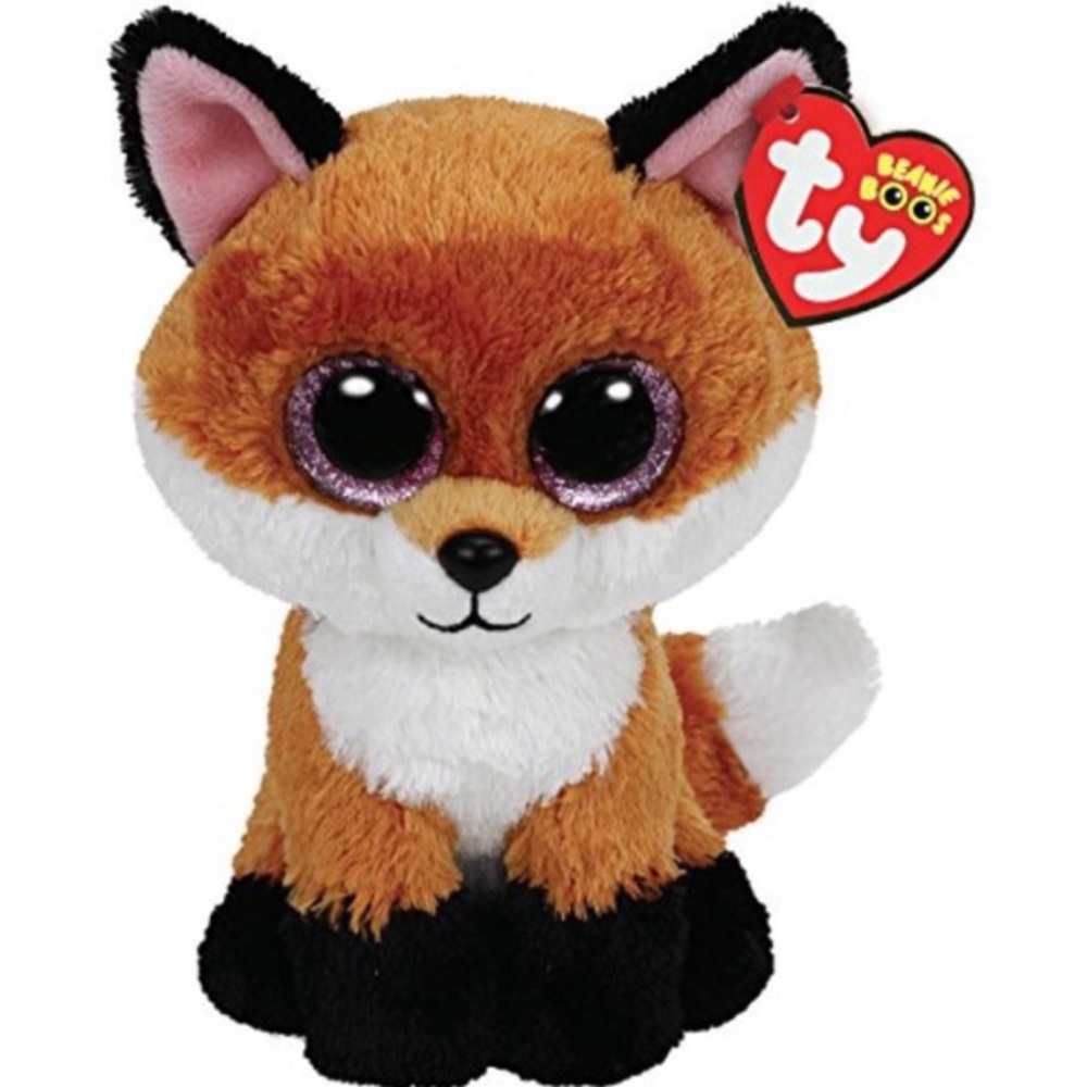 TY Beanie Boo Baby Fox with Pink Glitter Eyes